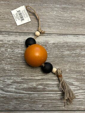 NWT Adams & Co Awesome Fall Colors Beaded Hanging Accent w Tassel Brown & Orange